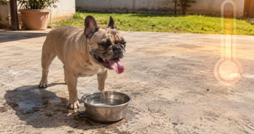 Buldogue Francês exposto ao calor extremo