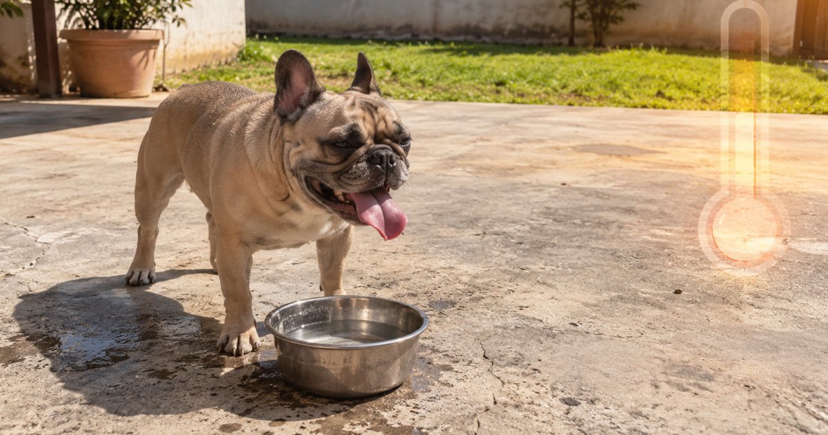 Buldogue Francês exposto ao calor extremo